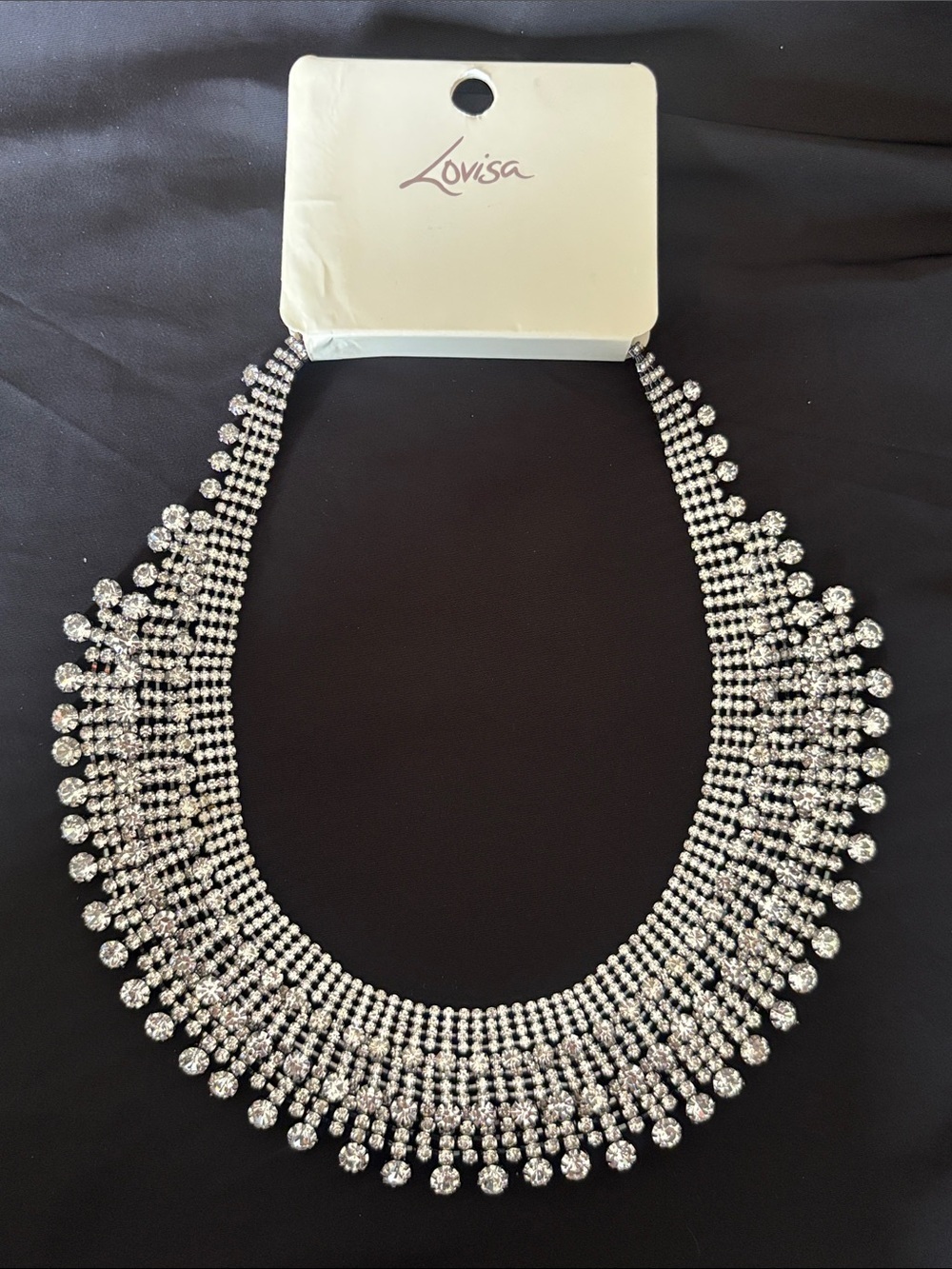 NWT Lovisa Collar Necklace Silver Tone Crystal Multi-Row Statement Sparkly Prom